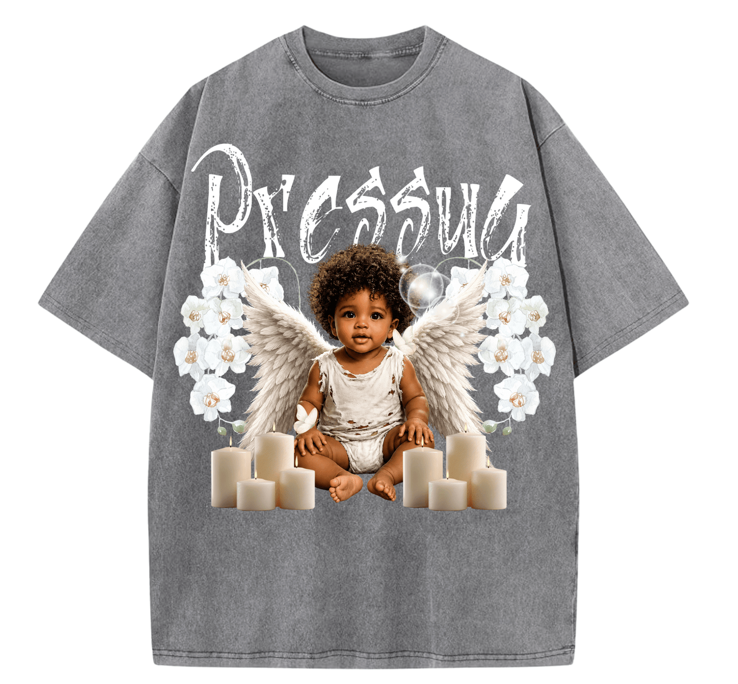 Pressua Angel Baby Oversized Graphic T-Shirt | Vintage Streetwear Tee - PRESSUA
