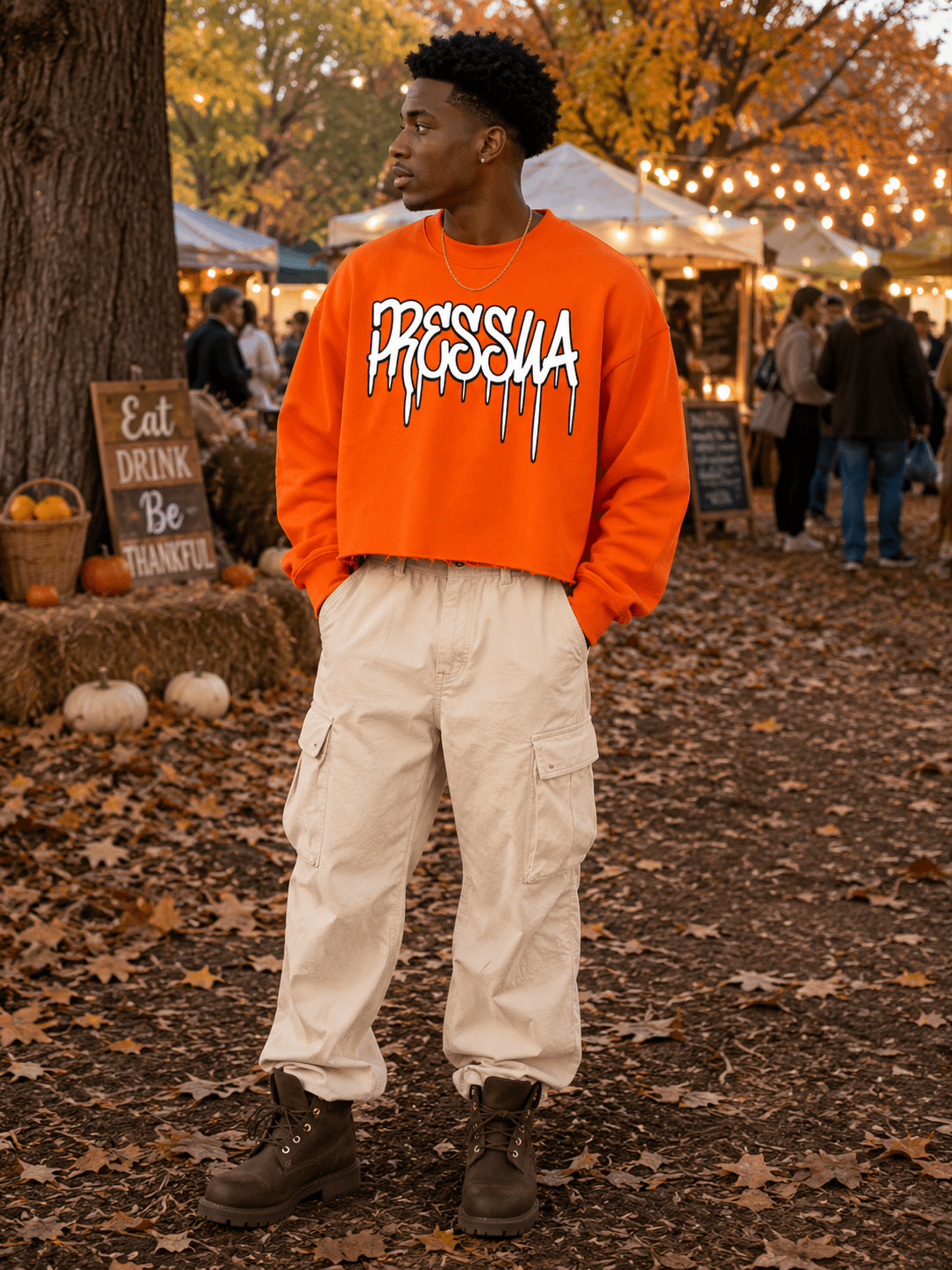 Pressua Drip Sweatshirt Cropped Unisex - PRESSUA